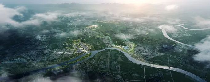长株潭绿心中央公园总体城市设计鸟瞰图（图片来源：AATU天大设计总院，下同）